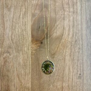 Gold Pendant Necklace made from real wildflowers